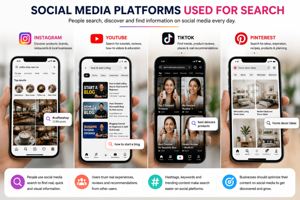Social media platforms used for search